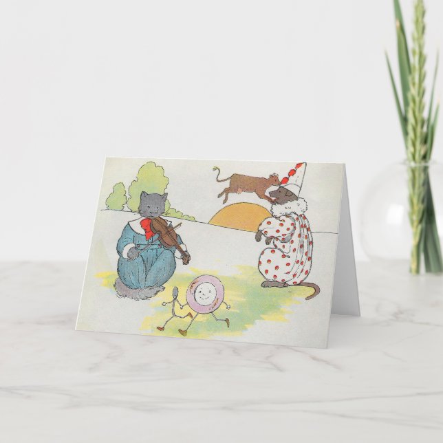 Tarjeta Hey Diddle Diddle El Gato y la rima de los fideos (Anverso)