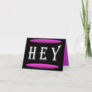 Tarjeta Hey diseño de arte en negro y púrpura más blanco