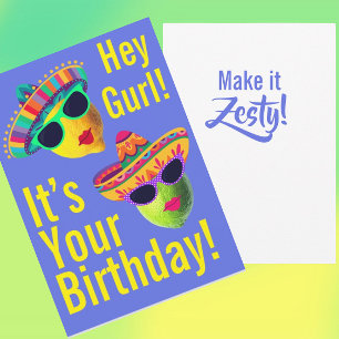 Tarjeta Hey Gurl Divertido Personalizado Limón Lima