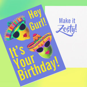Tarjeta Hey Gurl Personalizado Divertido Limón Lima