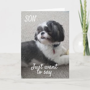TARJETA HEY "HIJO" DICE A PUP "TENGAN UN FELIZ DÍA DEL PAD