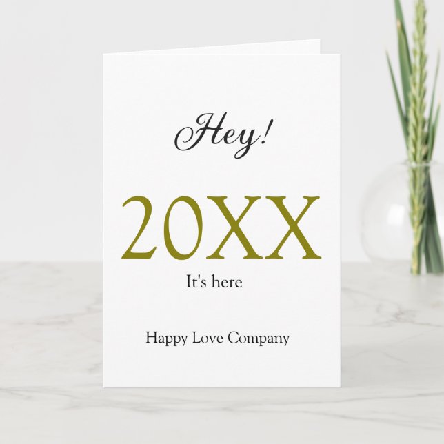 Tarjeta Hey it's new year add year gold black simple. Mini (Anverso)