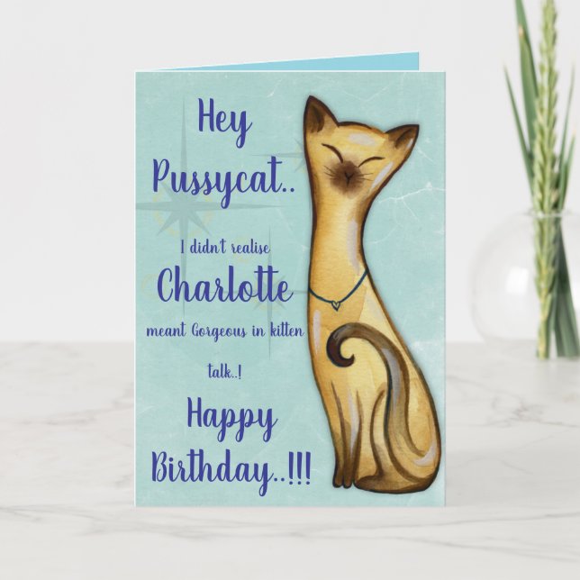 Tarjeta Hey Pussycat Cumpleaños Follador (Anverso)