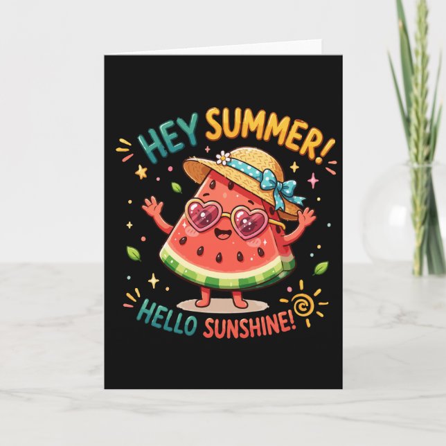 Tarjeta Hey Summer Hola Sol Sandía (Anverso)