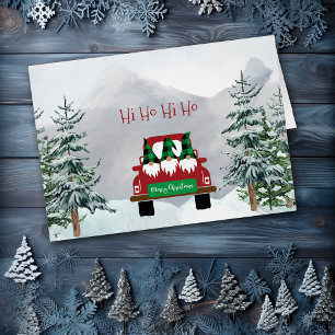 Tarjeta Hi Ho Hi Ho Ho Gnome Home para Navidades