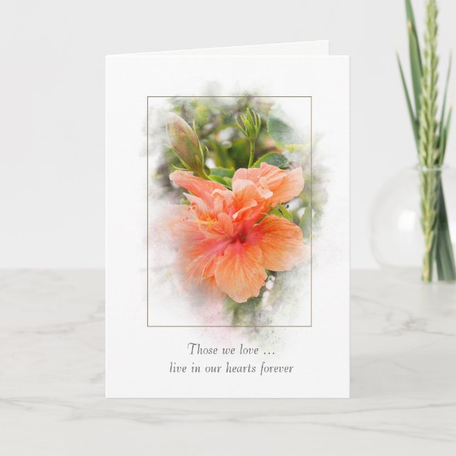 Tarjeta hibisco anaranjado para la condolencia (Anverso)