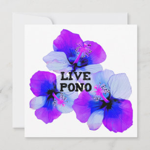 Tarjeta Hibisco Hawaiano Púrpura Azul Floral Vivo Pono
