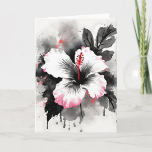 Tarjeta Hibiscus - Flores de acuarela