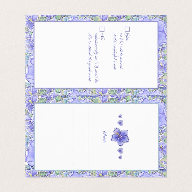 Tarjeta Hibiscus & lace BLUE (Interior desplegado)