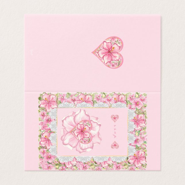 Tarjeta Hibiscus & lace PINK (Exterior desplegado)