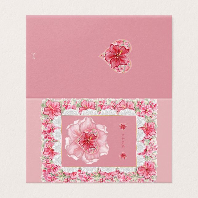 Tarjeta Hibiscus & lace RED (Exterior desplegado)