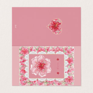 Tarjeta Hibiscus & lace RED