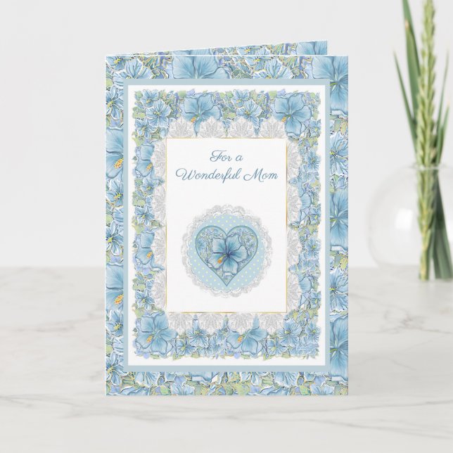 Tarjeta Hibiscus & lace TURQUOISE (Anverso)