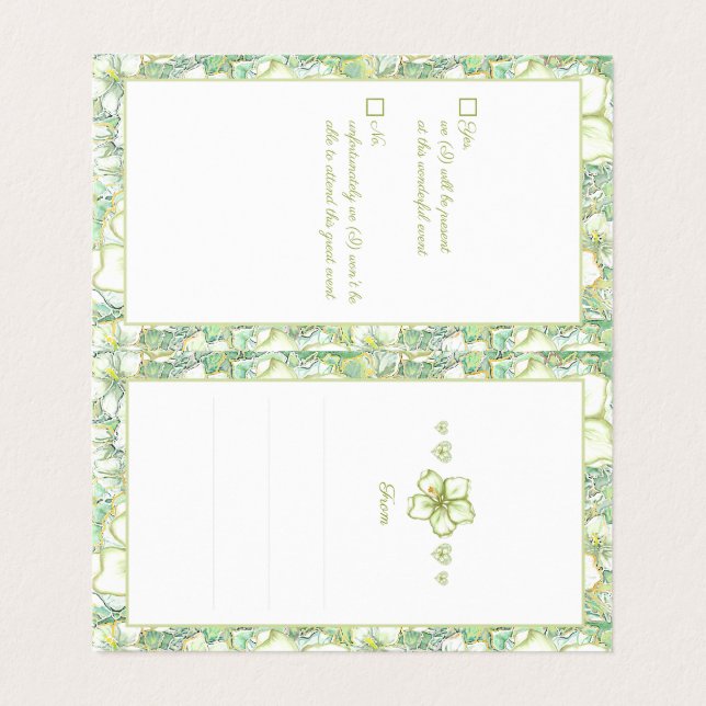 Tarjeta Hibiscus & lace WHITE (Interior desplegado)