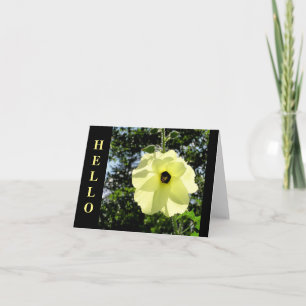 TARJETA HIBISCUS/MOONLIGHT-YELLOW, BACKLIT BY SUN/ "HELLO"