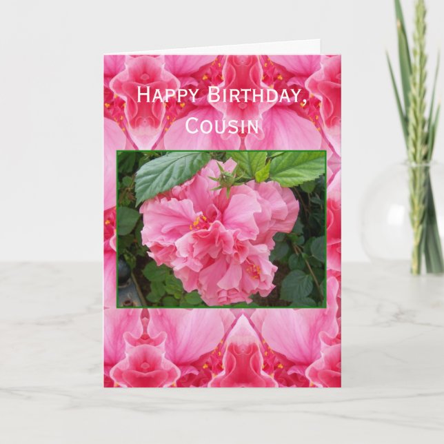 Tarjeta Hibiscus Personalized Cousin Cumpleaños (Anverso)