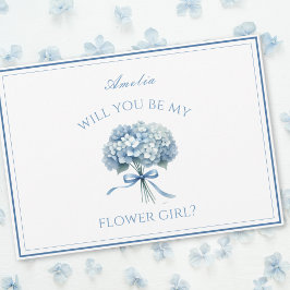 Tarjeta Hidrangea azul agitada personalizada Bow Flower Gi