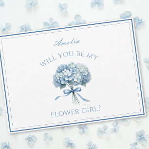Tarjeta Hidrangea azul agitada personalizada Bow Flower Gi