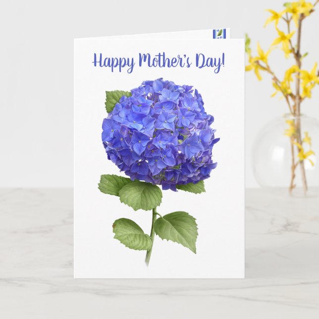 Tarjeta Hidrangea Azul Día de la Madre Floral Personalizad (flor amarilla)