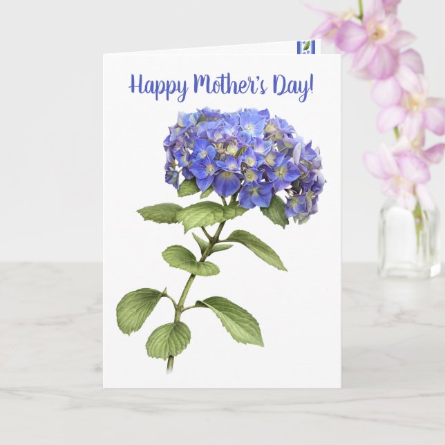 Tarjeta Hidrangea azul Día de la Madre Personalizada (Orquídea)
