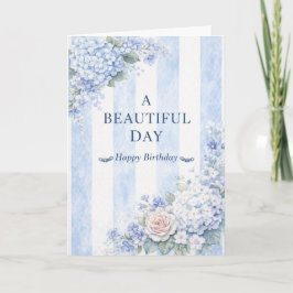 Tarjeta Hidrangea Azul Elegante Abuela Costera