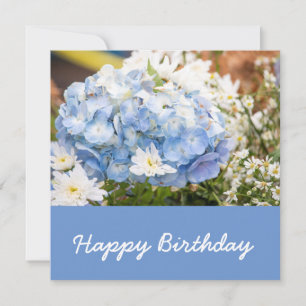 Tarjeta Hidrangea color azul de flores cumpleaños