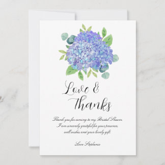 Tarjeta Hidrangea Púrpura Ducha Botánica Bridal Gracias