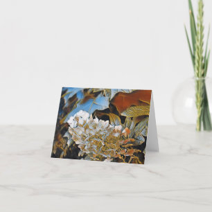 TARJETA HIDRANGEA ROSA Y BLANCA