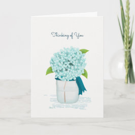 Tarjeta Hidrangea verde azulada pensando en ti