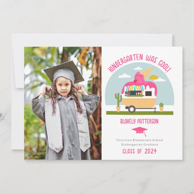 Tarjeta Hielo Cream Truck Photo Kids Graduación de guarder (Anverso)