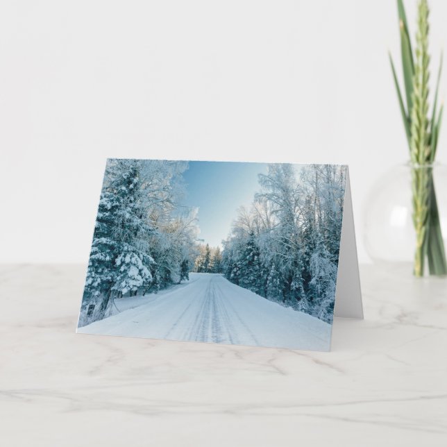 Tarjeta Hielo y nieve | Camino de invierno congelado Rusia (Anverso)