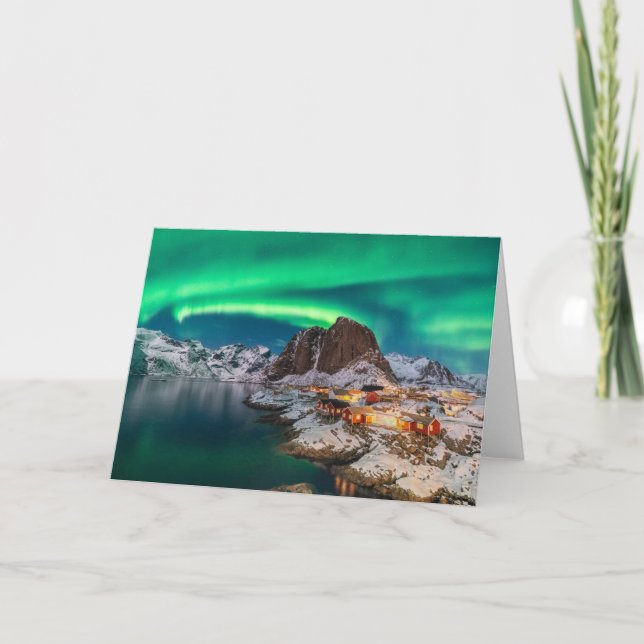Tarjeta Hielo y nieve | Luces boreales, Noruega (Anverso)