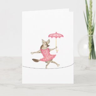Tarjeta Hiena bailarina de circo vintage en la cuerda floj