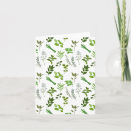 Tarjeta Hierbas verdes del jardín culinario de cocina verd