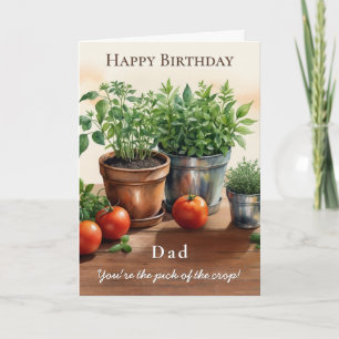 Tarjeta Hierbas y tomates eligen el cumpleaños de papá de 