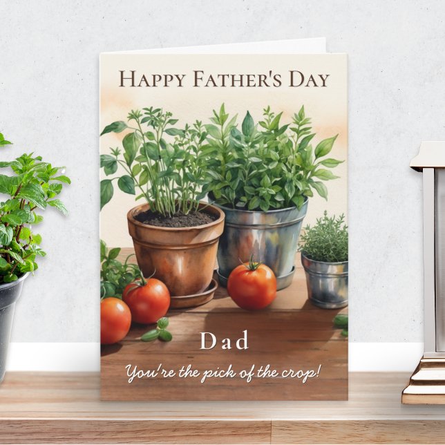 Tarjeta Hierbas y Tomates La Mejor Elección Día del Padre (A Father's Day card with illustration of herbs and tomatoes, for a Dad who is 'pick of the crop')