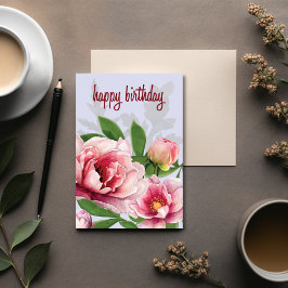 Tarjeta High-Poly Peony Birthday Card