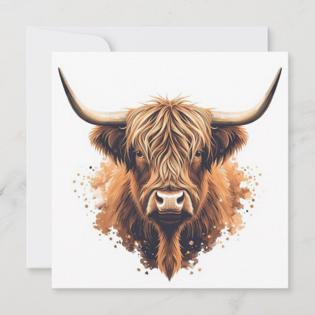 Tarjeta Highland Coo Greeting Card -  (Anverso)
