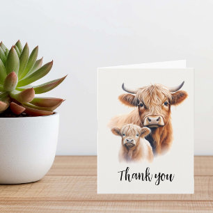 Tarjeta Highland Cow Baby Shower Gracias a descargar