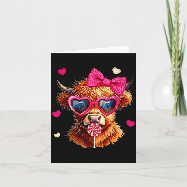 Tarjeta Highland Cow Valentines Day Funny Hearts Valentine (Anverso)