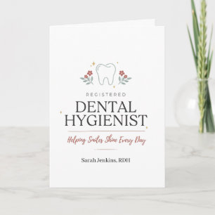 Tarjeta Higienista Dental Registrada Personalizada Floral