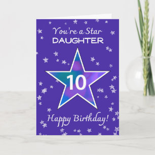 Tarjeta Hija 10.º cumpleaños Estrella brillante violeta mo