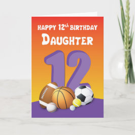 Tarjeta Hija 12.ª Bolas Deportivas de Cumpleaños
