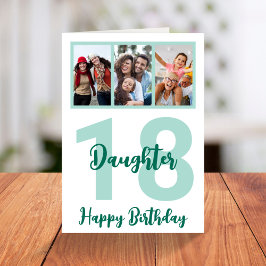Tarjeta Hija 18.º cumpleaños Collage de fotos de escritura