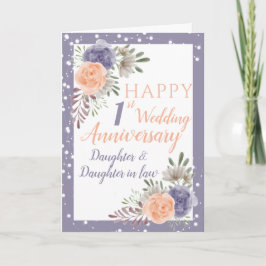 Tarjeta Hija 1er aniversario Boda Flor púrpura