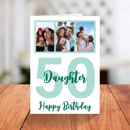 Tarjeta Hija 50.º cumpleaños Collage de fotos de escritura