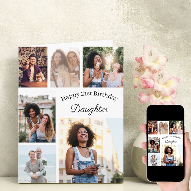 Tarjeta Hija 6 Collage de fotos Cualquier edad Gran cumple (Subido por el creador)