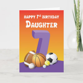Tarjeta Hija 7.ª Bolas Deportivas de Cumpleaños