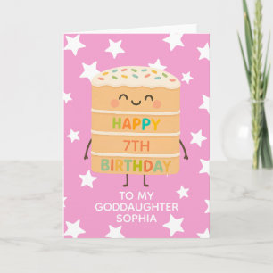 Tarjeta Hija 7. Cumpleaños Personalizado de tarta dulce Ro