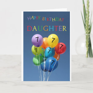 Tarjeta Hija, 7 de feliz cumpleaños de globo